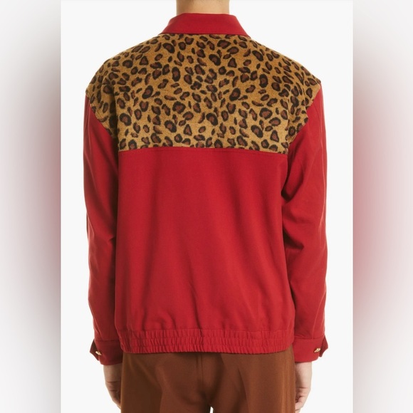 Bogey Boys mens Animal Spot  Cheetah Zip Jacket in Cheetah/Red Size Large - Picture 4 of 10